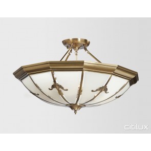Maroubra Classic Brass Made Semi Flush Mount Ceiling Light Elegant Range Citilux